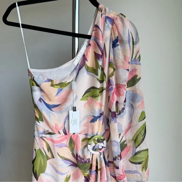 NWT ASTR The Label Sandersonia Pink Floral One Shoulder Dress Size Small - Picture 11 of 11
